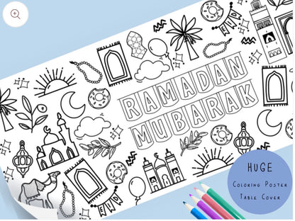 Huge Ramadan & Eid Coloring Poster | Coloring Table Cover
