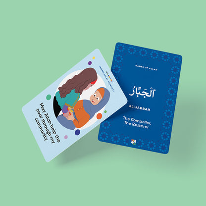 Dua Made Easy Cards- 60 Illustrated Dua cards with short prayers for kids.